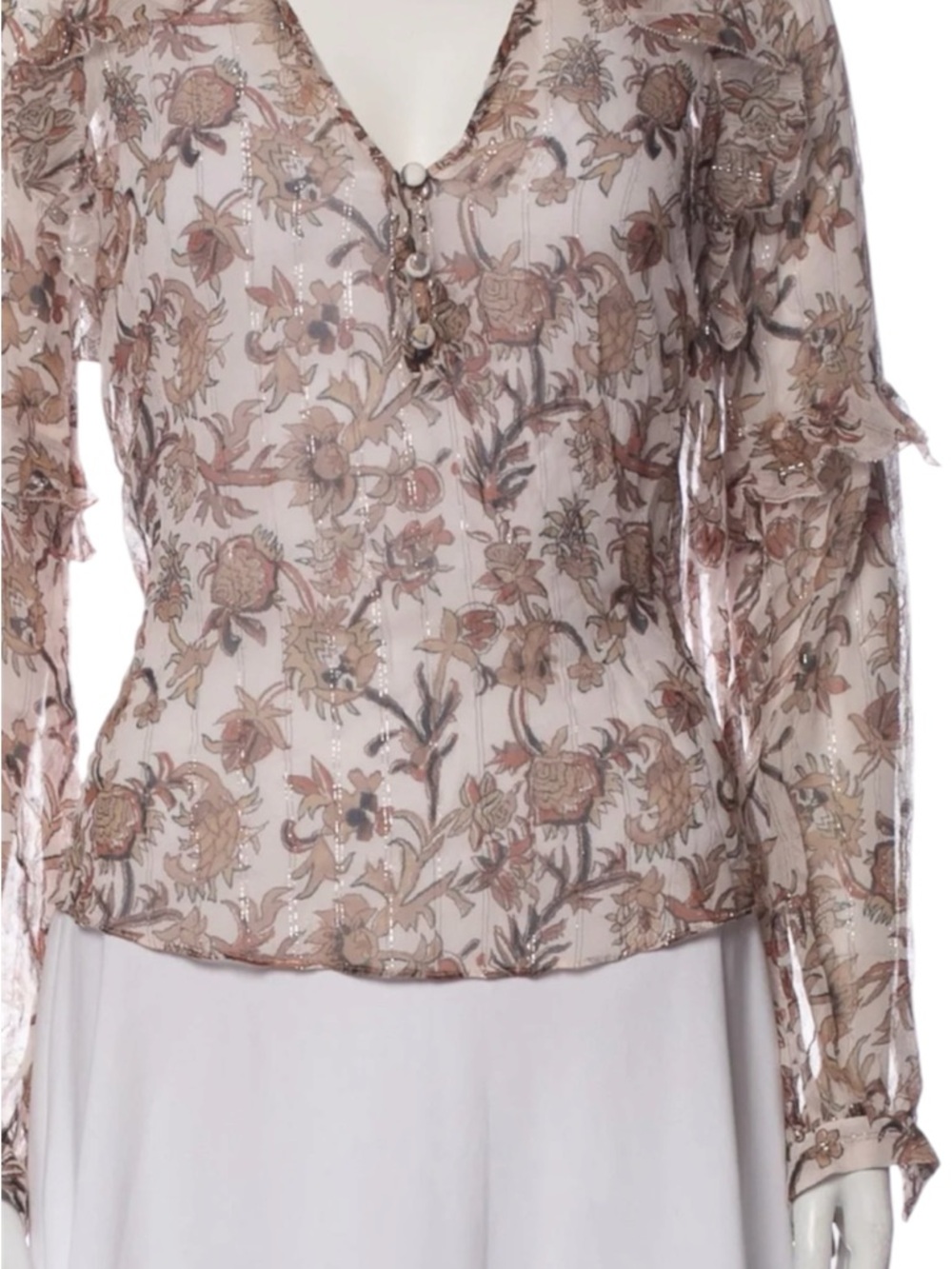 Veronica Beard Zanita Floral Print ruffle le blouse